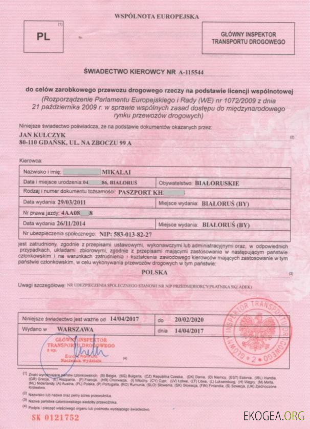 Certificat de conducteur en Pologne